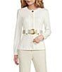 Donna Karan Coordinating Round Neck Long Sleeve Belted Jacket - Image 1