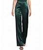 Donna Karan Coordinating Satin Back Crepe Front Wide Leg Front Pleated Pants - Image 1