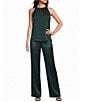 Donna Karan Coordinating Satin Back Crepe Front Wide Leg Front Pleated Pants - Image 3