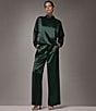 Donna Karan Coordinating Satin Back Crepe Front Wide Leg Front Pleated Pants - Image 6