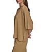 Donna Karan Coordinating Shimmer Knit Short Sleeve Oversized Top, Color:Fawn Combo - Image 3