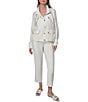 Donna Karan Coordinating Suiting Linen Blend Collared Long Sleeve Snap Front Zip Up Jacket - Image 3