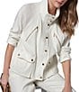 Donna Karan Coordinating Suiting Linen Blend Collared Long Sleeve Snap Front Zip Up Jacket - Image 4
