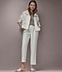 Donna Karan Coordinating Suiting Linen Blend Collared Long Sleeve Snap Front Zip Up Jacket - Image 5