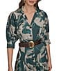 Donna Karan Cotton Sateen Floral Print Button Front Midi Dress, Color:Hudson/wea - Image 5