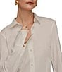 Donna Karan Cotton Stretch Sateen Button Front Shirt - Image 4