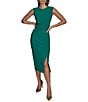 Donna Karan Crepe Crew Neck Cap Sleeve Sheath Midi Dress, Color:Lawn - Image 1