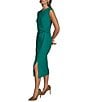 Donna Karan Crepe Crew Neck Cap Sleeve Sheath Midi Dress, Color:Lawn - Image 3