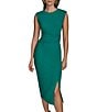 Donna Karan Crepe Crew Neck Cap Sleeve Sheath Midi Dress, Color:Lawn - Image 4