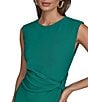Donna Karan Crepe Crew Neck Cap Sleeve Sheath Midi Dress, Color:Lawn - Image 5