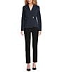 Donna Karan Crepe Yarn Notch Lapel Long Sleeve One-Button Jacket, Color:Nightfall - Image 3