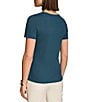 Color:Tide Navy - Image 2 - Crew Neck Short Sleeve Ruched Top