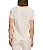 Color:Cream - Image 2 - Crew Neck Short Sleeve Ruched Top