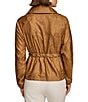 Color:Bronze - Image 2 - Crushed Nylon Tie Waist Zip Front Jacket