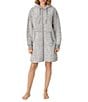 Donna Karan DKNY Solid Long Sleeve Hooded Frosted Sherpa Short Zip Robe - Image 1