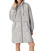 Donna Karan DKNY Solid Long Sleeve Hooded Frosted Sherpa Short Zip Robe - Image 3