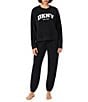 Donna Karan DNKY Solid Round Neck Long Sleeve Sweatshirt & Stretch Fleece Jogger Pajama Set - Image 1