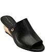 Donna Karan Donna Leather Wedge Slide Sandals - Image 1