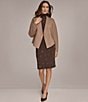 Donna Karan Double Faced Wool Blend Collarless Gold Bar Wrap Jacket, Color:Heather Nolita - Image 5