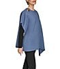 Donna Karan Double Faced Wool Blend Gold Hardware Oversized Cape, Color:Tempest - Image 3
