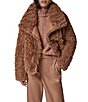 Donna Karan Faux Fur Mock Neck Long Sleeve Front Button Jacket - Image 1