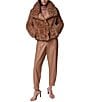 Donna Karan Faux Fur Mock Neck Long Sleeve Front Button Jacket - Image 3