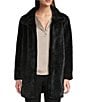 Donna Karan Faux Fur Stand Collar Button Front Coat, Color:Rich Black - Image 1