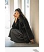 Donna Karan Faux Fur Stand Collar Button Front Coat, Color:Rich Black - Image 10