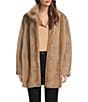 Donna Karan Faux Fur Stand Collar Button Front Coat, Color:Pelted Mink - Image 1