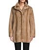 Donna Karan Faux Fur Stand Collar Button Front Coat, Color:Pelted Mink - Image 2