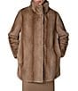 Donna Karan Faux Fur Stand Collar Single Breasted Coat - Image 2