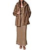 Donna Karan Faux Fur Stand Collar Single Breasted Coat - Image 4