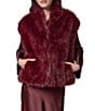 Donna Karan Faux Fur V-Neck Sleeveless Vest - Image 1