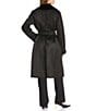 Donna Karan Faux Shearling Notch Collar Belted Button Front Wrap Coat, Color:Black - Image 2