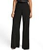 Color:Black - Image 1 - Flat Front Wide Leg Pants