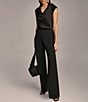 Color:Black - Image 5 - Flat Front Wide Leg Pants