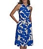 Donna Karan Floral Print Button Front Grommet Belted Midi Dress, Color:Marbell/Cream - Image 4