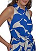 Donna Karan Floral Print Button Front Grommet Belted Midi Dress, Color:Marbell/Cream - Image 5