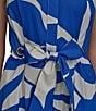 Donna Karan Floral Print Button Front Grommet Belted Midi Dress, Color:Marbell/Cream - Image 6