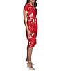 Donna Karan Floral Print Short Sleeve Crepe Shirt Dress, Color:Geranium - Image 3