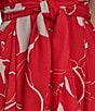 Donna Karan Floral Print Short Sleeve Crepe Shirt Dress, Color:Geranium - Image 6