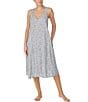 Color:Grey Floral - Image 1 - Floral Print Sleeveless V Neck Long Woven Nightgown