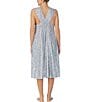Color:Grey Floral - Image 2 - Floral Print Sleeveless V Neck Long Woven Nightgown