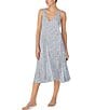 Color:Grey Floral - Image 3 - Floral Print Sleeveless V Neck Long Woven Nightgown
