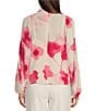Color:Rose Quartz - Image 2 - Floral Textured Georgette Cold Shoulder Long Sleeve Blouse