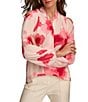 Color:Rose Quartz - Image 5 - Floral Textured Georgette Cold Shoulder Long Sleeve Blouse