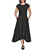 Donna Karan Four Way Stretch Knit Cap Sleeve Maxi Flare Dress - Image 1