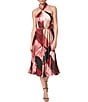 Donna Karan Geometric Jersey Halter Sleeveless A-Line Dress - Image 1