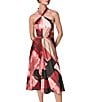 Donna Karan Geometric Jersey Halter Sleeveless A-Line Dress - Image 3