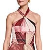 Donna Karan Geometric Jersey Halter Sleeveless A-Line Dress - Image 4